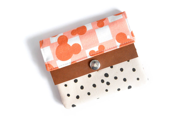 Pink Checker Mouse Mini Leather Snap Wallet