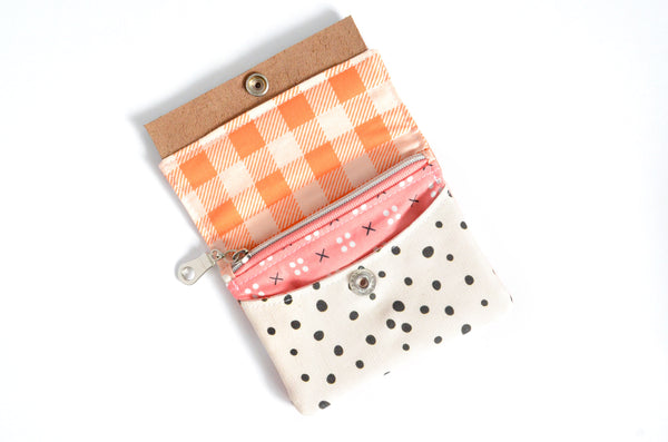 Pink Checker Mouse Mini Leather Snap Wallet