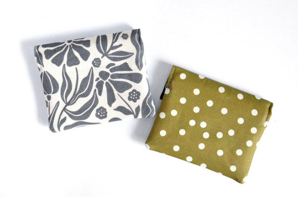 Olive & Grey Floral Mini Leather Snap Wallet