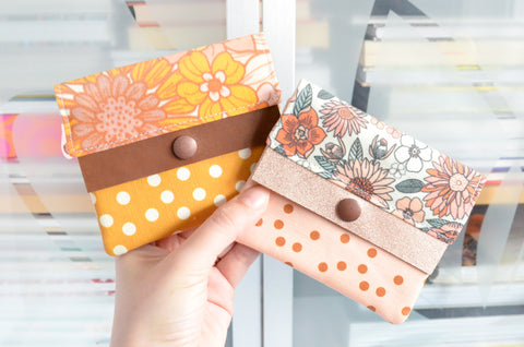 Pink & Yellow Spring Floral Mini Leather Snap Wallet