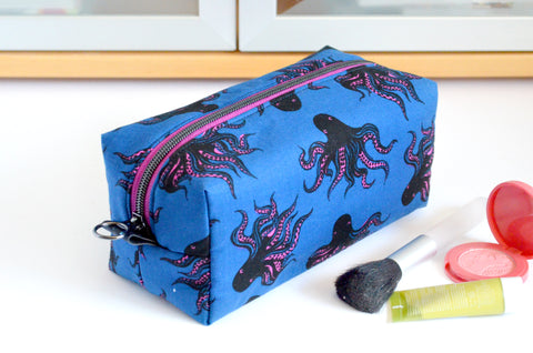 Blue Octopus Boxy Toiletry Bag