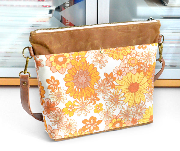 Orange Golden June Floral Crossbody Bag