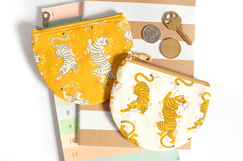 Yellow Tiger Round Coin Purse