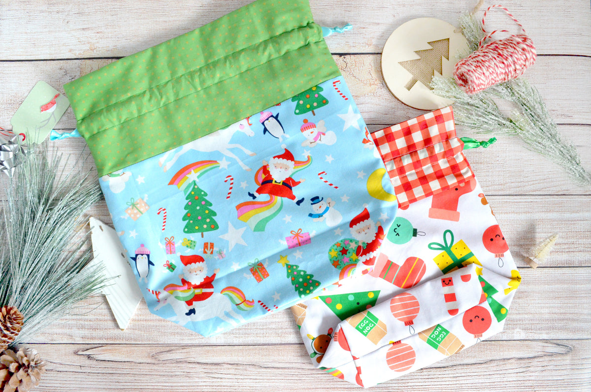 Kid's Holiday Fabric Gift Bags *Large & Regular Sizes* Sew&Tell