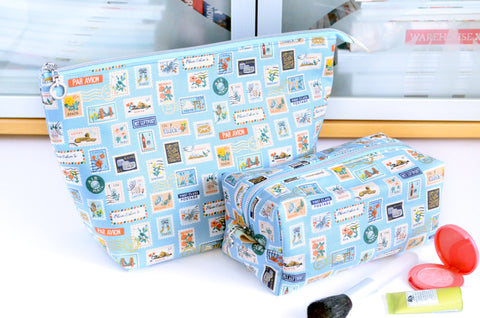Light Blue Rifle Paper Co Bon Voyage- Jumbo & Boxy Toiletry Bags