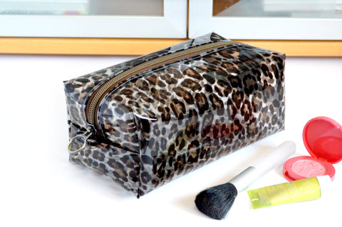 *Clear Vinyl* Classic Leopard Boxy Toiletry Bag
