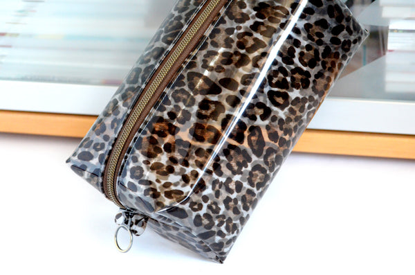 *Clear Vinyl* Classic Leopard Boxy Toiletry Bag