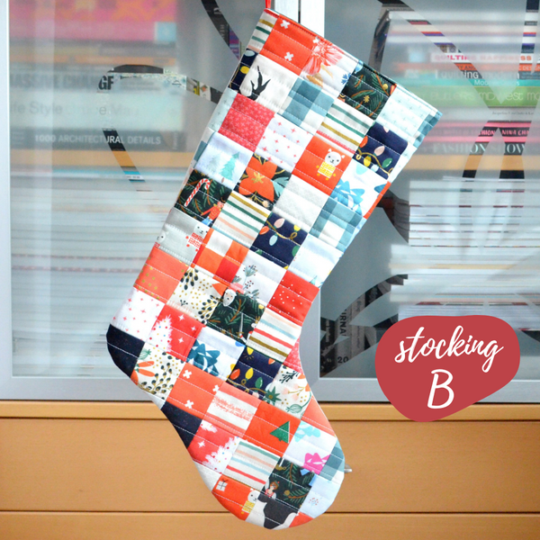 Patchwork Squares Holiday Stocking