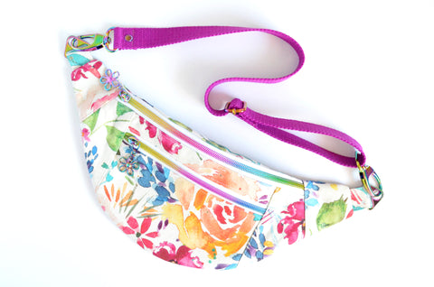 Rainbow Watercolour Floral Fanny Pack