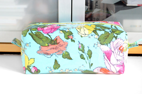 Blue Floral Laminated Toiletry Bag
