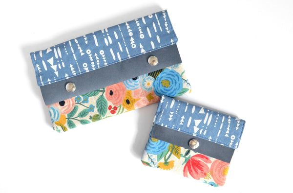 Blue Rifle Paper Co Garden Party Leather Snap Wallet