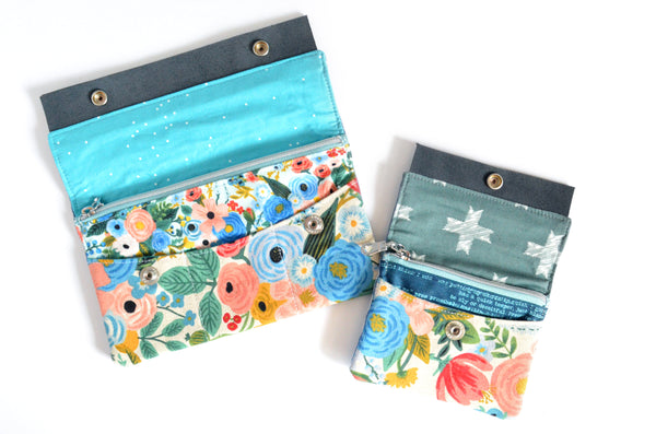 Blue Rifle Paper Co Garden Party Leather Snap Wallet
