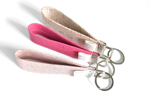 Pink Cork Leather Keychain