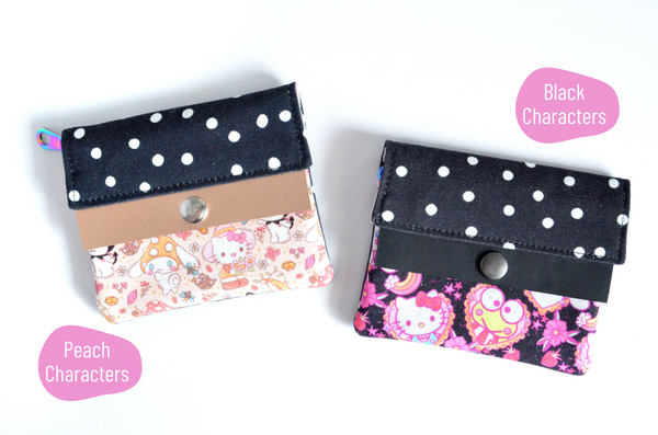 Black & Pink Kitty Mini Leather Snap Wallet