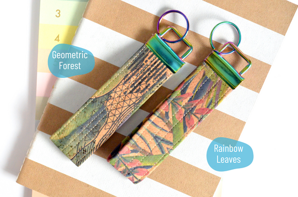 Rainbow Tropical Cork Leather Keychain