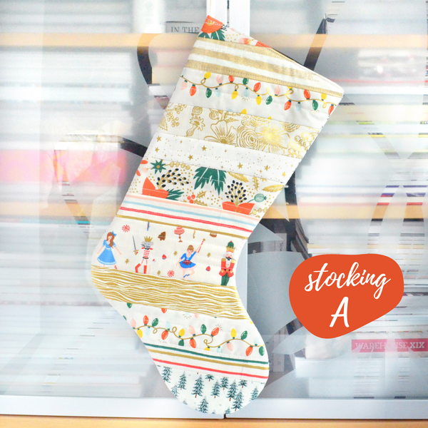 White & Gold Rifle Paper Co Holiday Stocking