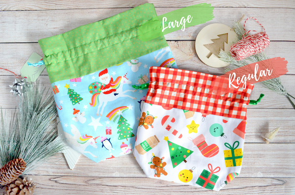 Kid's Holiday Fabric Gift Bags - *Large & Regular Sizes*