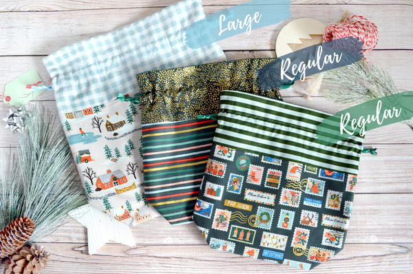 Rifle Paper Co Holiday Fabric Gift Bags - *Large & Regular Sizes*