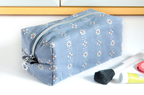 Periwinkle Blue *Woven* Wildflower Boxy Toiletry Bag
