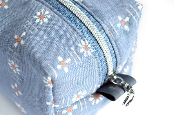 Periwinkle Blue *Woven* Wildflower Boxy Toiletry Bag