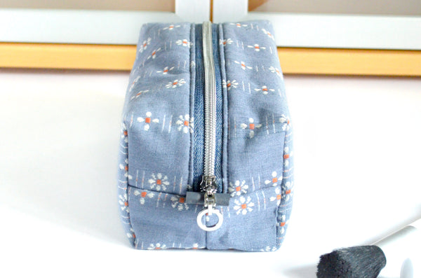 Periwinkle Blue *Woven* Wildflower Boxy Toiletry Bag