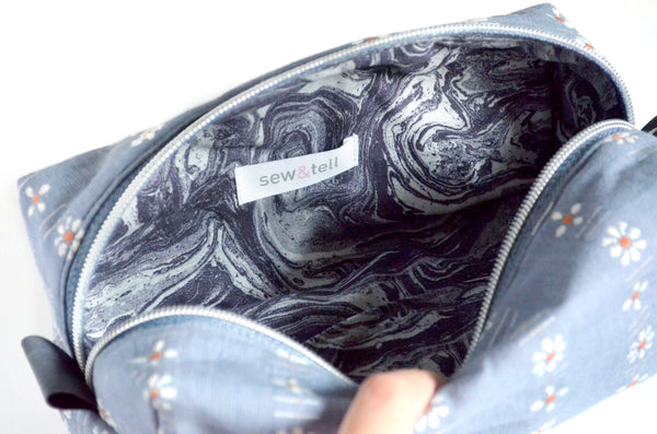 Periwinkle Blue *Woven* Wildflower Boxy Toiletry Bag