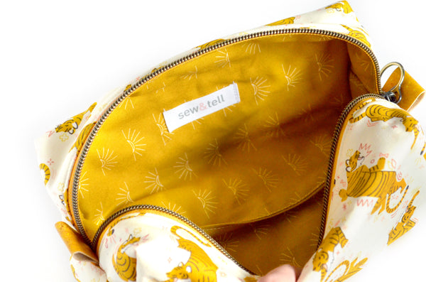 White & Yellow Tiger Boxy Toiletry Bag