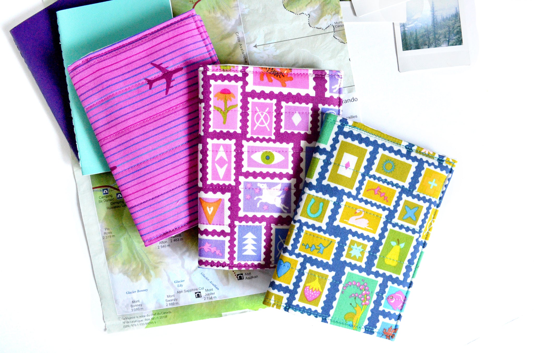 Blue & Purple Travel Stamps Passport Cover