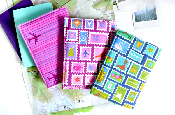 Blue & Purple Travel Stamps Passport Cover