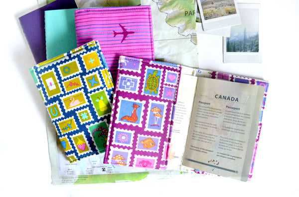 Blue & Purple Travel Stamps Passport Cover