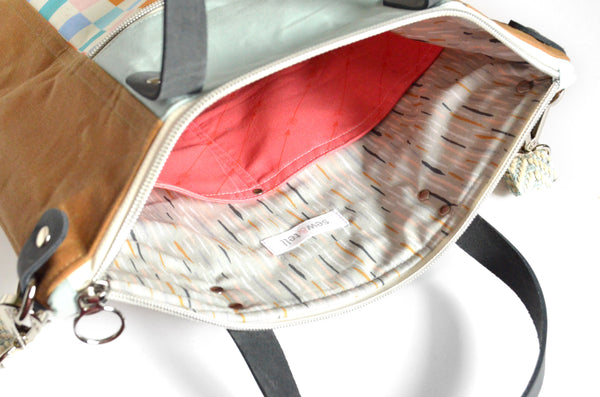 Sherbet Checker Crossbody Tote Bag