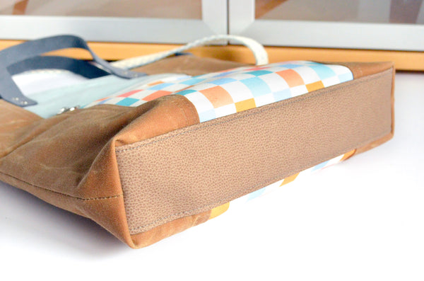 Sherbet Checker Crossbody Tote Bag