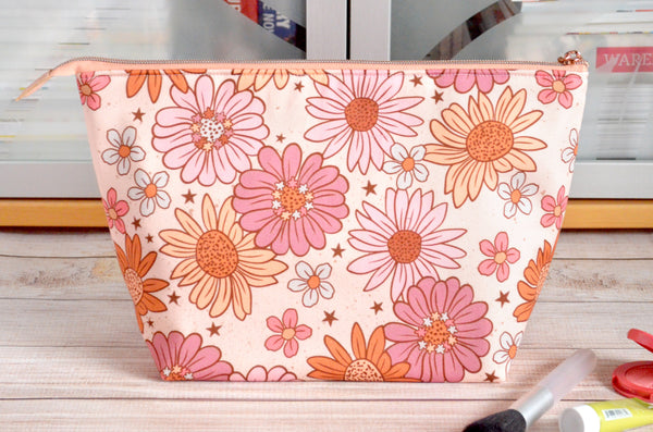 Pink Boho Sunflower - Jumbo & Boxy Toiletry Bags