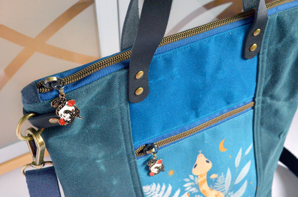 Teal Celestial Snake Crossbody Tote Bag