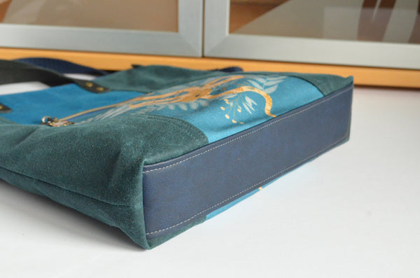 Teal Celestial Snake Crossbody Tote Bag