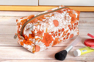 Fall Rustic Floral Boxy Toiletry Bag