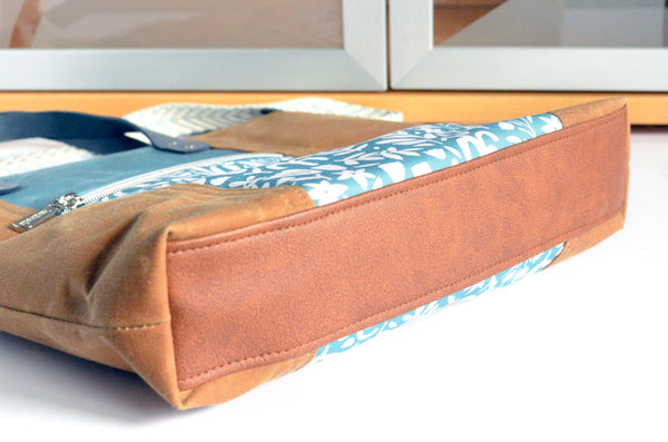 Blue Modern Meadow Crossbody Tote Bag