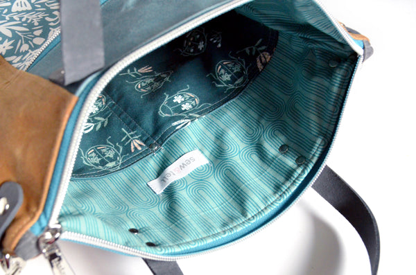 Blue Modern Meadow Crossbody Tote Bag