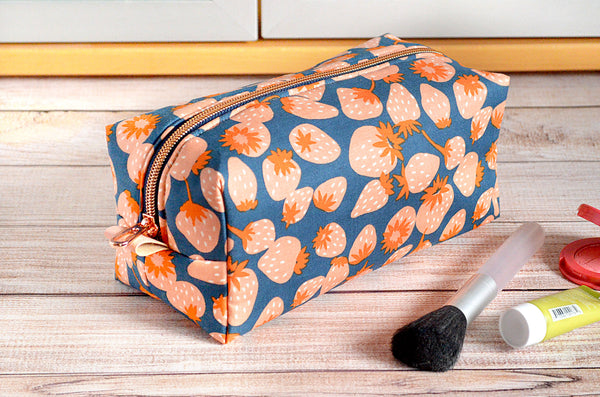 Rose Gold Strawberry Boxy Toiletry Bag