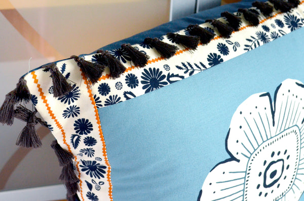 Pillow Cover - Folklore Floral in Periwinkle