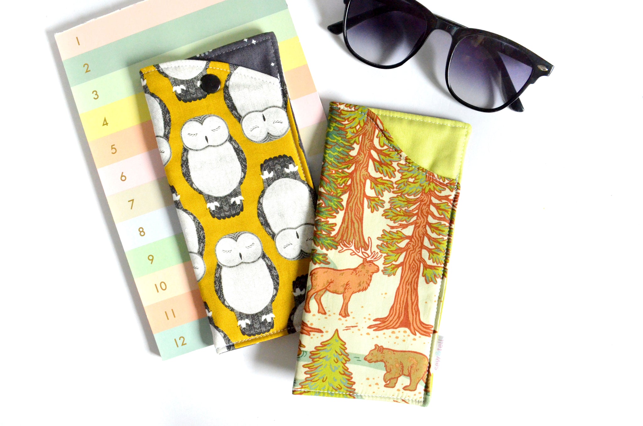 Yellow Owl & Green Woodland Glasses Case