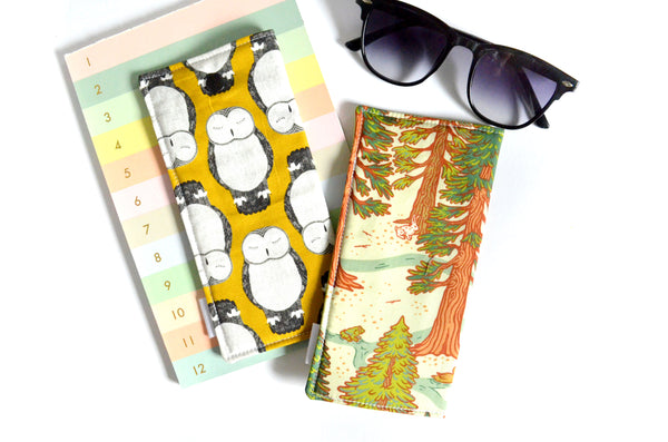Yellow Owl & Green Woodland Glasses Case