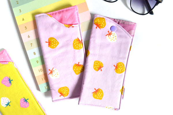 Lilac & Yellow Strawberry Glasses Case