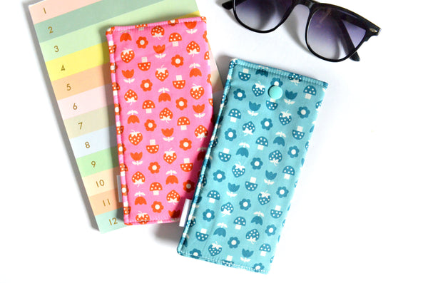 Blue & Pink Mushroom Strawberry Glasses Case
