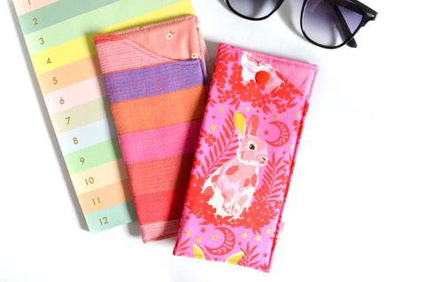 Pink Bunny Stripe Glasses Case