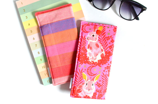 Pink Bunny Stripe Glasses Case