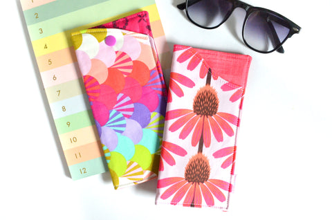 Pink Rainbow Floral Glasses Case