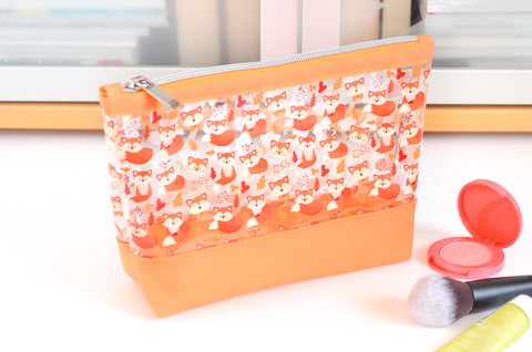Orange Fox *Clear & Jelly Vinyl* Cosmetic Bag
