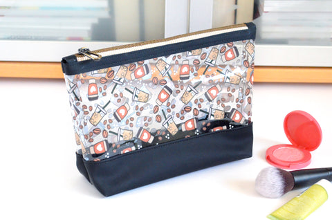 Black Coffee *Clear & Jelly Vinyl* Cosmetic Bag