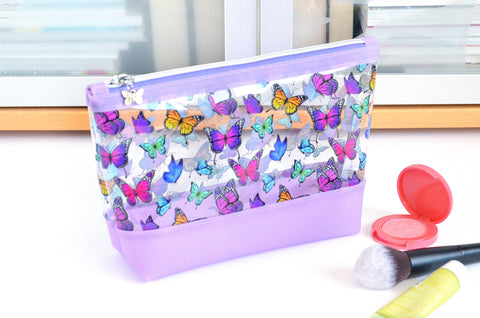 Purple Butterfly *Clear & Jelly Vinyl* Cosmetic Bag